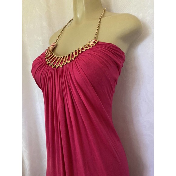 SKY Dress Chain Halter Neck Sleeveless Maxi A line Empire Waist Pink Lon… - Picture 4 of 6